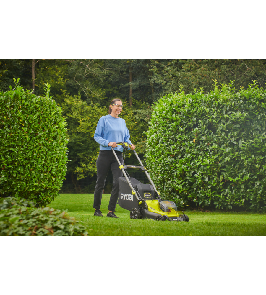Tagliaerba a batteria ryobi "ry18lmx40c-240" taglio 40 cm 18v, due batterie 4.0ah incluse